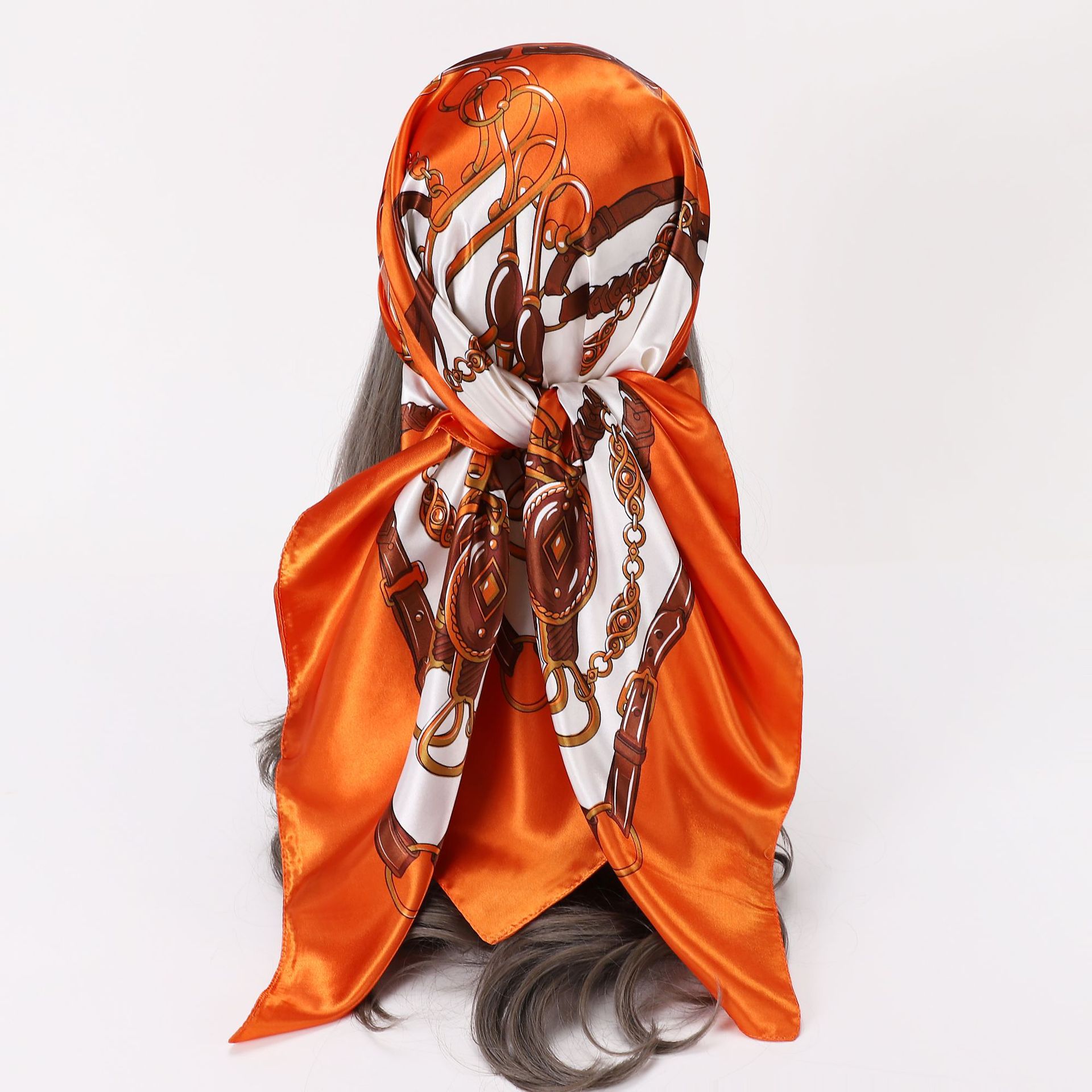 Women's Fashion Chains Print Satin Silk Scarves display picture 2