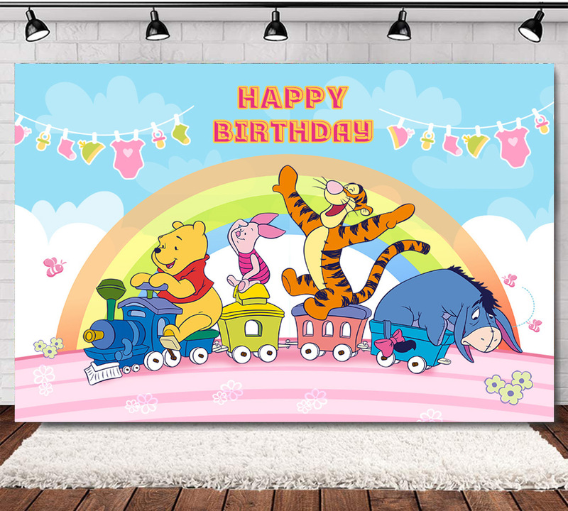 Amazon Winnie the Pooh Mickey Ice Adventures Princess Children's Birthday Party Photo Photography Background Cloth Decoration