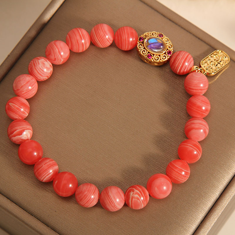 Pulsera de Piedra Roja natural mujer ins nicho diseño de alta calidad pulsera de cristal de moda pulsera de regalo para novias