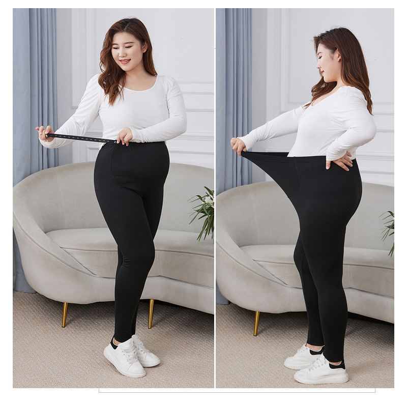 Bao Si Yuan Fat and Plus Size Pregnant Women Leggings Shark Skin Spring and Autumn Pregnant Women Pants 150-300 Pounds High Elasticity