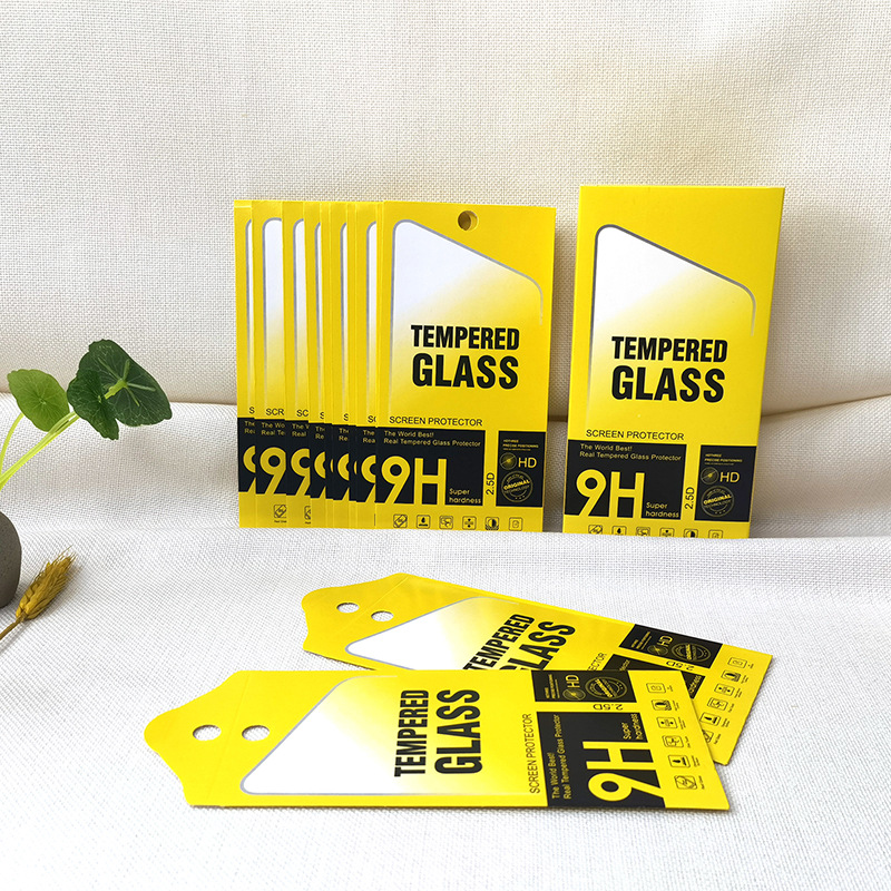 Tempered Film Packaging Box Ten-In-One Protective Film Paper Bag Chao Strong Yellow Mobile Phone Glass Film Privacy Film Packaging Ready for Sale