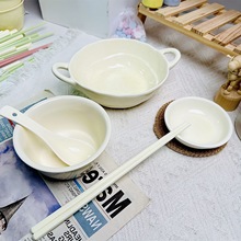 奶油餐具碗碟套装家用氛围感餐具韩式ins网红陶瓷饭碗菜盘手柄盘