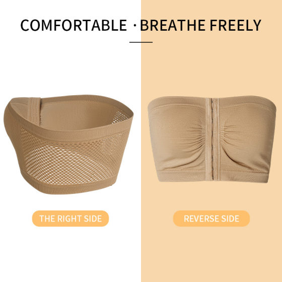 Cross-border European and American One-word Bust Collapsing Bow Buckle Corset Thin Beautiful Back Front Buckle Underwear plus size Strapless Chest Wrapping
