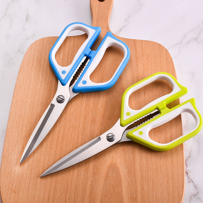 Fábrica al por mayor de acero inoxidable tijeras de hueso de pollo tijeras de oficina puntiagudas tijeras potentes tijeras de cocina multifuncionales para alimentos complementarios tijeras multiusos