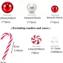 红白糖果拐杖珍珠套装红绿珍珠圣诞装饰套盒DIY装饰品悬浮蜡烛