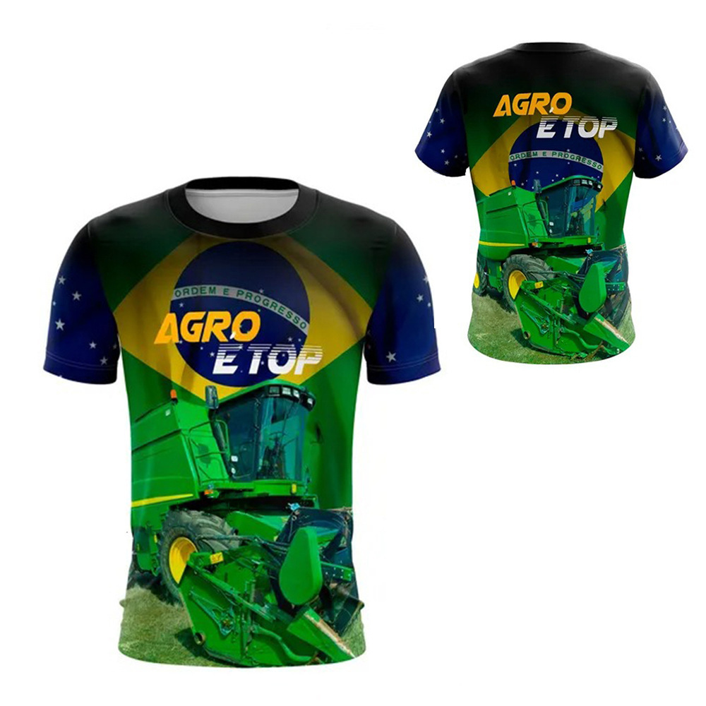 2024 nueva camiseta impresa 3D de la bandera brasileña transfronteriza de los hombres venta caliente transfronteriza estilo brazil flags camiseta