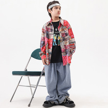 街舞儿童潮服男女童元旦嘻哈港风复古衬衫套装少儿hiphop演出服装