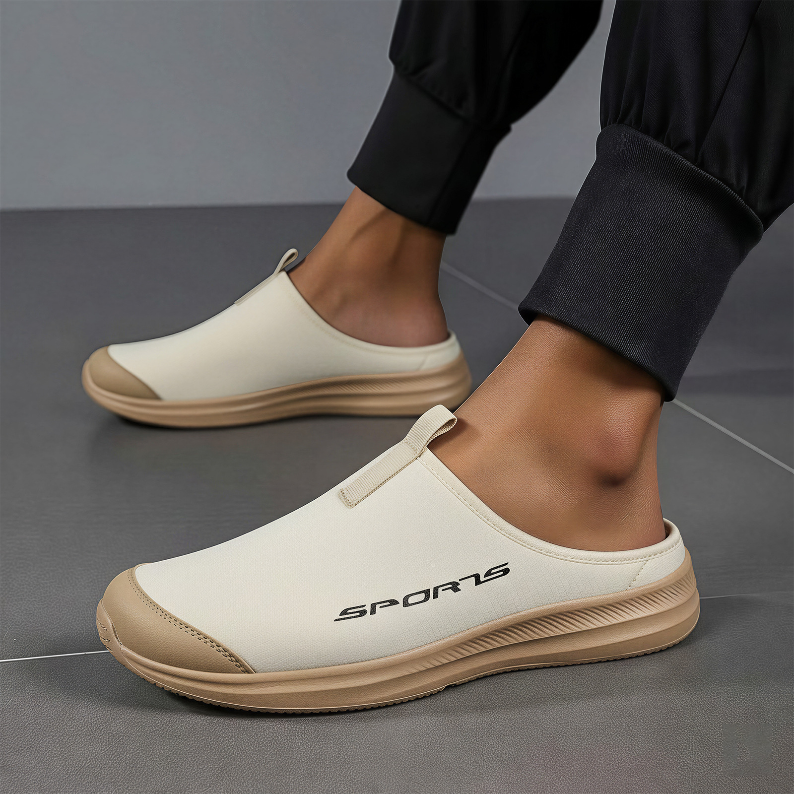 Medias zapatillas de hombre transfronterizas de verano grandes zapatos de hombre transpirables zapatos de hombre sin talón zapatillas de cabeza