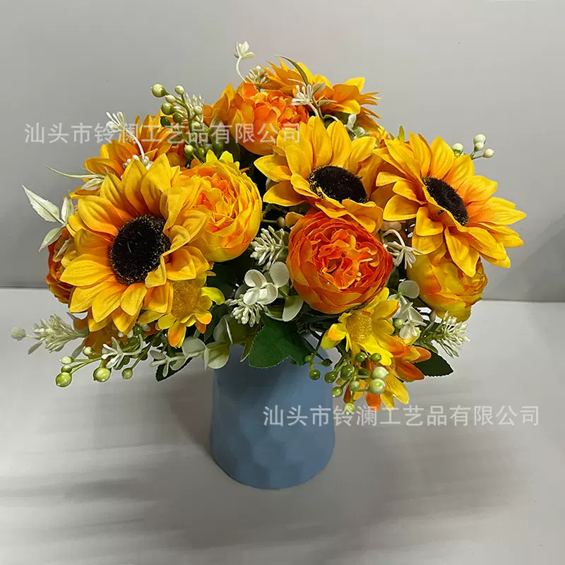 春季向日葵仿真花场景布置户外田园家居装饰摆件假花牡丹花手工花