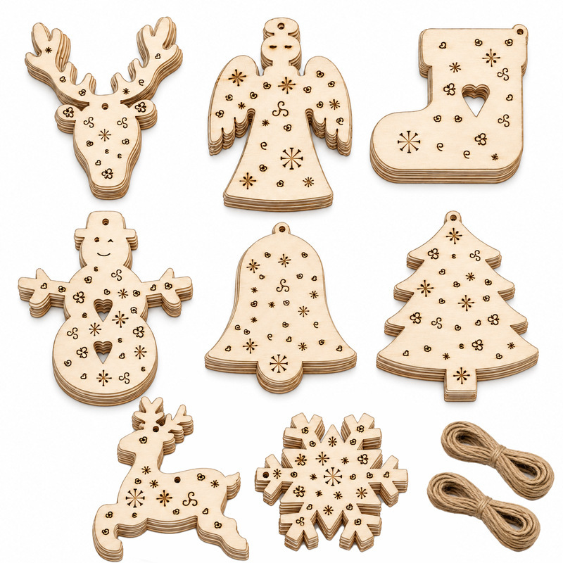 Cross-Border Popular Blank Wooden Ornaments, Suitable for Hand-Painting and DIY Creative Graffiti, Material Kit for Christmas Decorations, Wooden Pieces Cross-Border Popular Blank Wooden Ornaments, Suitable for Hand-Painting and DIY Creative Graffiti, Material Kit for Christmas Decorations, Wooden Pieces