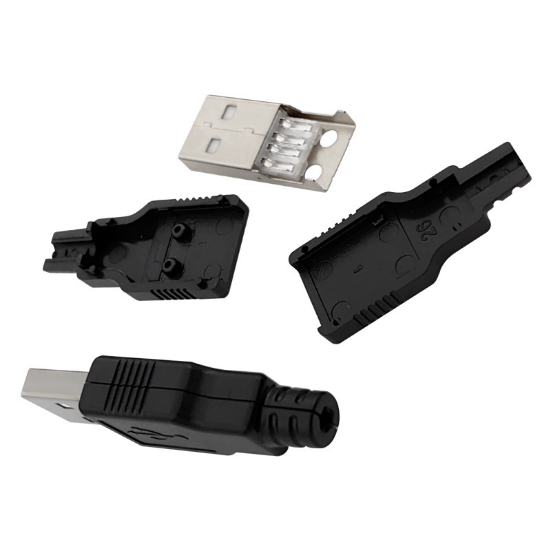 USB公头 带塑料壳 三件式 USB插头 USB接头 A型4P 带壳-阿里巴巴