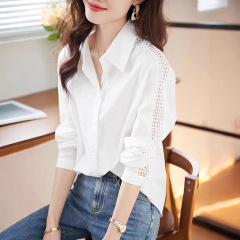 哥家商场同款女装2025秋季高级感衬衫上衣显瘦休闲设计感镂空衬衣
