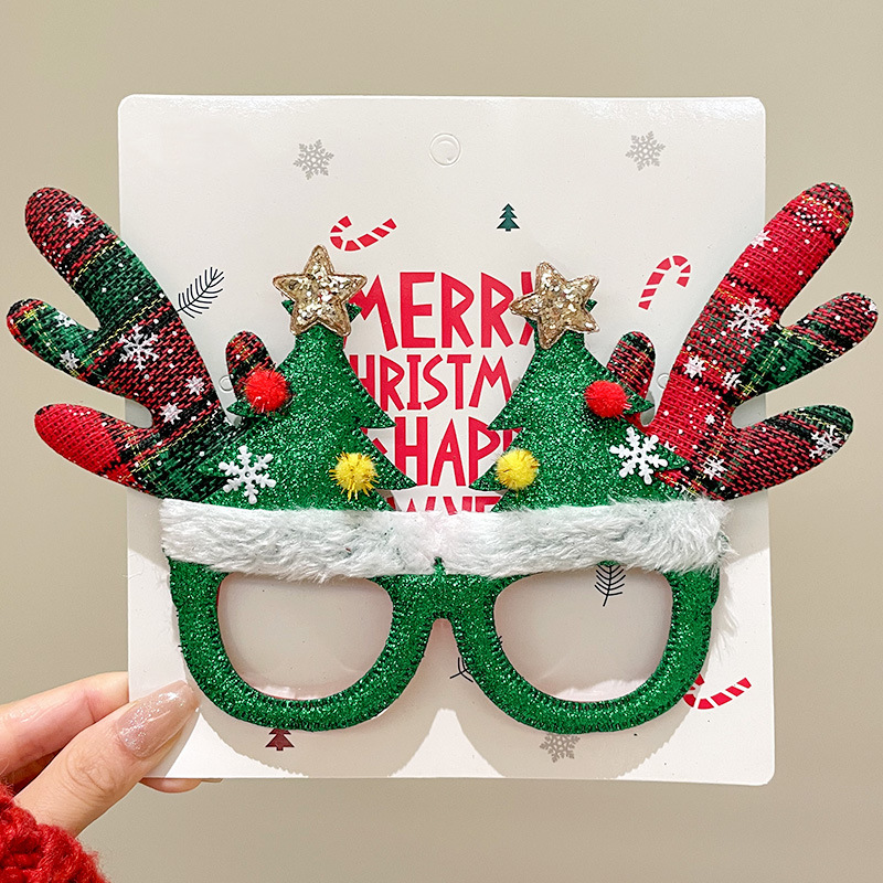 Nuevo marco de gafas de plástico feliz navidad para adultos y niños fiesta de disfraces accesorios de Navidad al por mayor