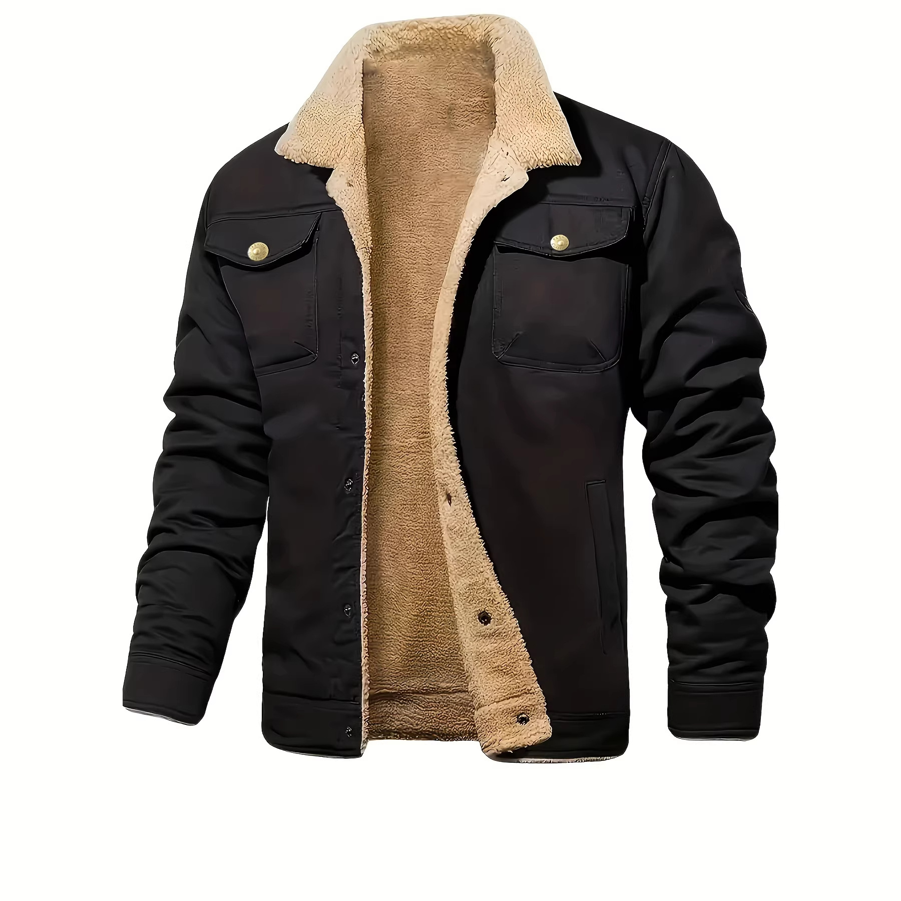 Cross-border 2025 Autumn/Winter New Plus Size Men's Fleece-lined Workwear Casual Fashion Jacket Youth British Style Turn-down Collar