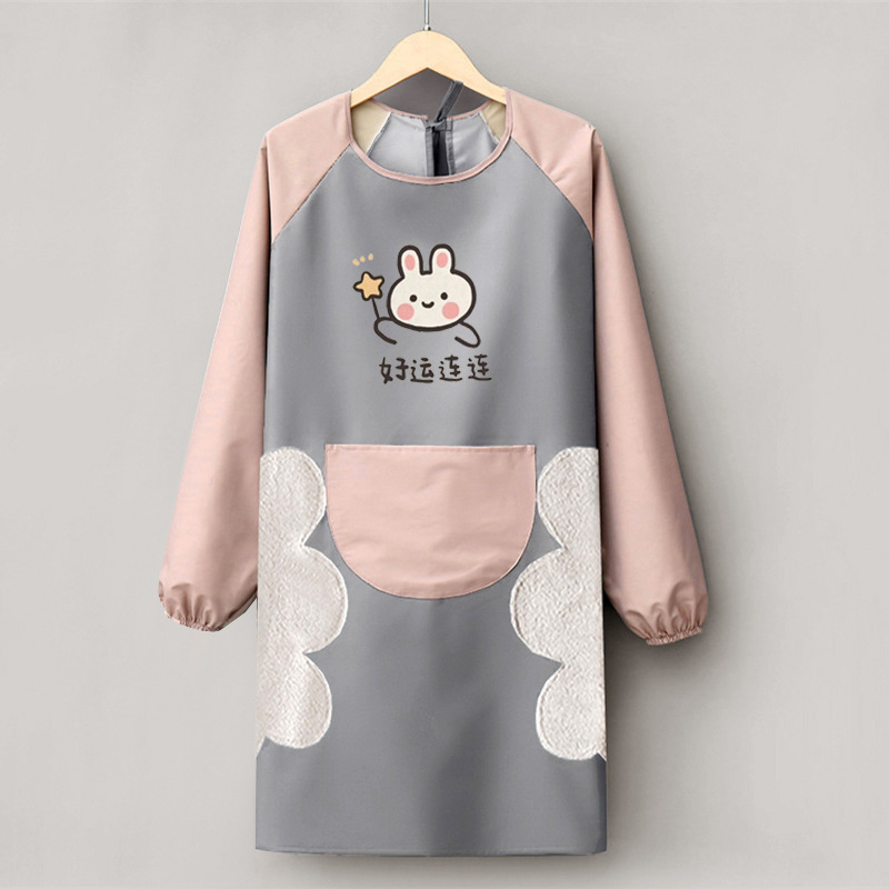 손 닦기 [다크 그레이 바디] 가죽 핑크 소매 행운 전체적으로