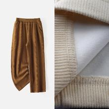 直筒阔腿裤女秋冬季加绒宽松休闲直筒裤N3305
