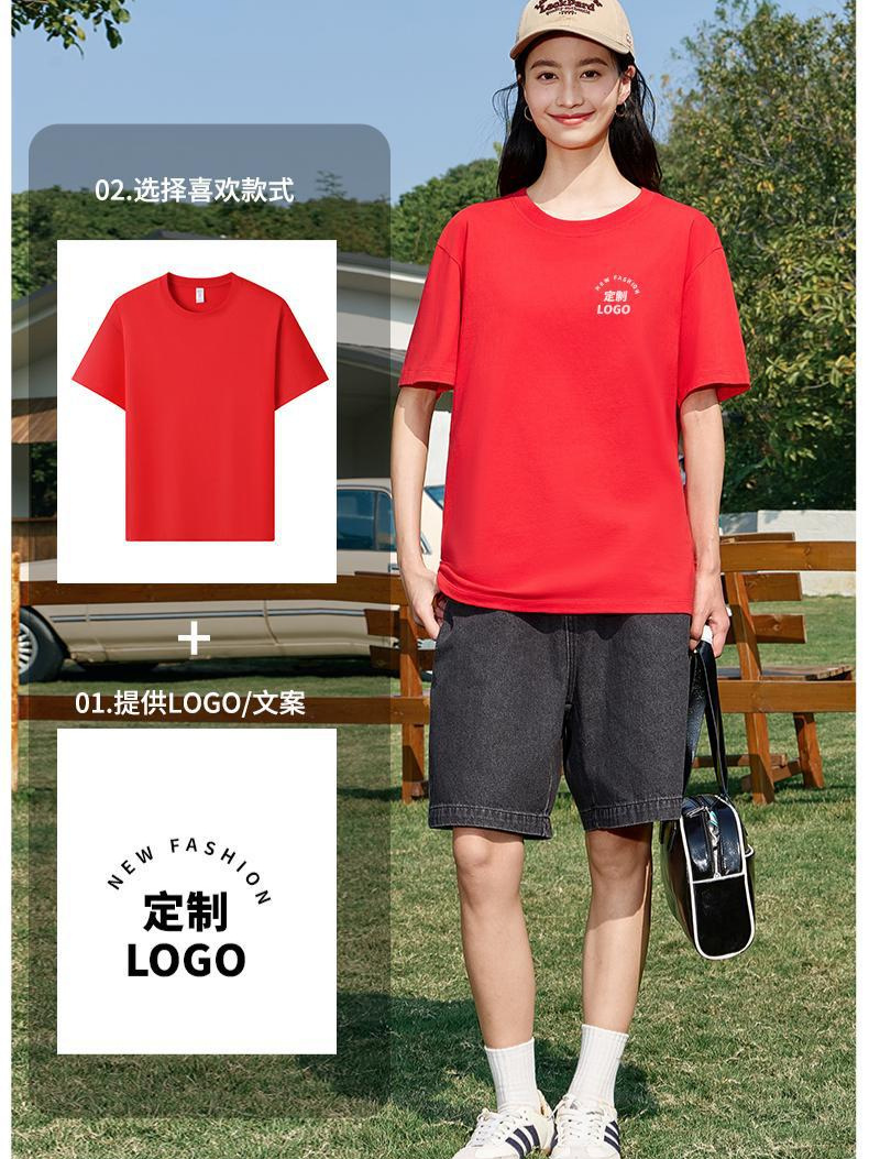 Comercio exterior europeo y americano algodón ropa de trabajo impresa logotipo camiseta publicitaria de cuello redondo camiseta cultural personalizada camiseta de manga corta personalizada
