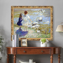 世界名画夏普数鸭风景油画小众艺术轻奢复古装饰画儿童房卧室挂画