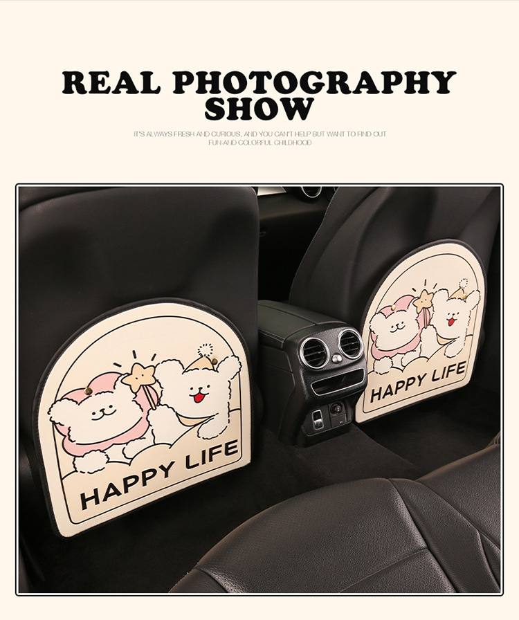 Couple Puppy Anti-Kick Pad Cute Cartoon Car Seat Back Anti-Kick Pad Kids Seat Back Anti-Fouling Anti-Dirty Pad