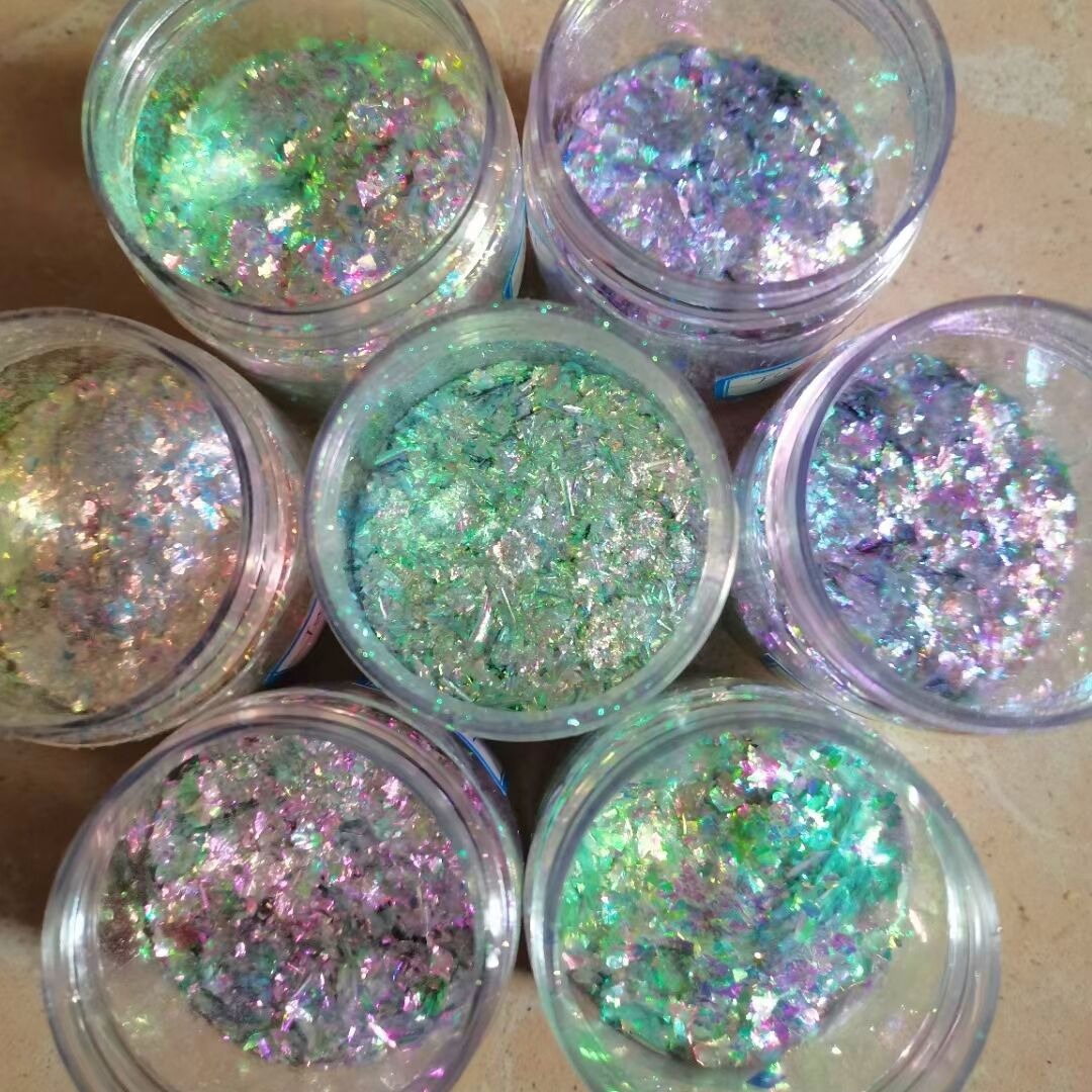 批发耐溶小清新极光雪融粉粗片 云锦粉  极光变色龙粗欧泊粉1g