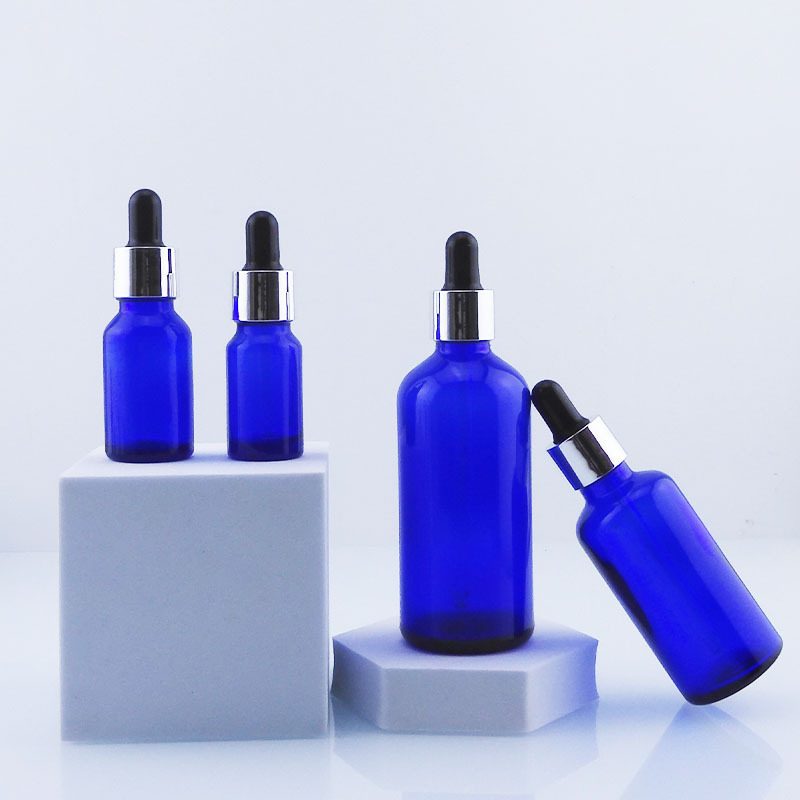 现货直销50ml蓝色精油瓶30ml玻璃滴管瓶化妆品精华原液玻璃精油瓶|undefined