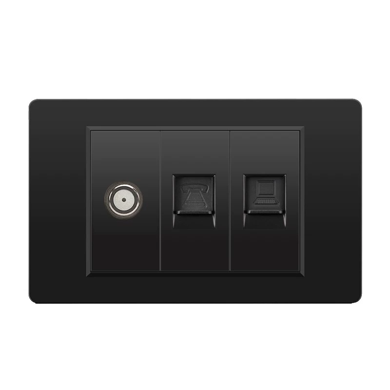 Черная настенная панельная розетка с 118 тип switch, тайваньская розетка с 20W type-C, шесть отверстий