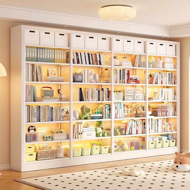 Home steel bookshelf library floor standing display rack children's bookcase picture book shelf living room simple iron storage rack