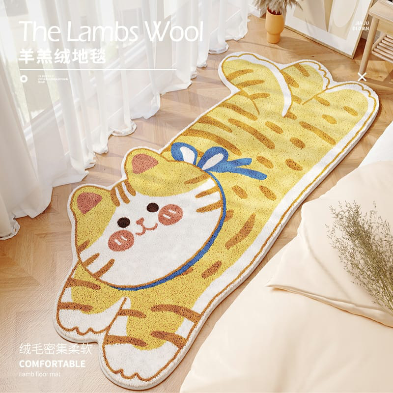シンプルなアニメのかわいい猫の足のマットはカシミヤのじゅうたんの客間の寝室のベッドのサイドのじゅうたんの子供のマットのメーカーの卸売りをまねます。|undefined