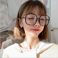 大黑框眼鏡防輻射藍光眼鏡女網紅個性大方素顏圓臉平光同款近視鏡