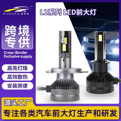 Cross-border automotive LED headlights L2 series lights, dual copper tube high-brightness bulbs, car lights, high and low beam focused LED headlights (Ön faralar)