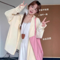 スターと同じスタイルの日焼け止めシャツ 2025 アイスシルク日焼け止めシャツ女性用、紫外線防止、薄手、軽い高級感、ハイエンド