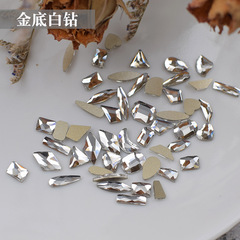 Internet celebrity Japanese new flat bottom diamond 100 AB transparent special-shaped rhinestones mixed super flash nail jewelry stickers super flash