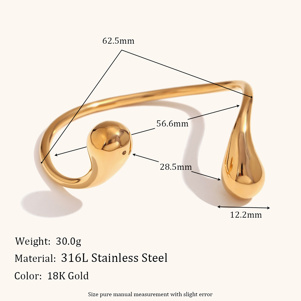 Stainless Steel 18K Gold Plated Elegant Simple Style Water Droplets Rings Bracelets display picture 3