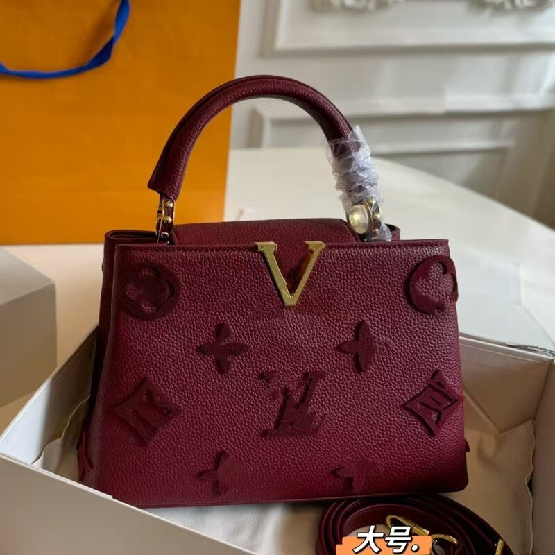 Cross-Border 2025 European and American New Capucines Genuine Leather Handbag Women's Shoulder Crossbody Large Capacity