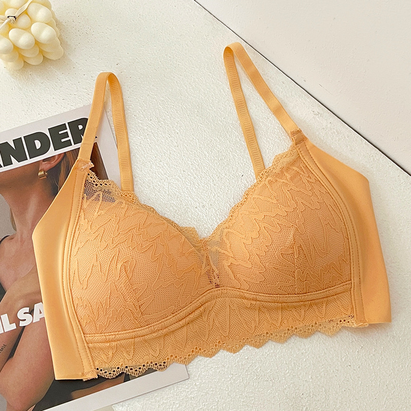 Primavera y verano nueva ropa interior de encaje inalámbrico cómodo push up sujetador sin costuras taza delgada sujetador de ajuste de mama