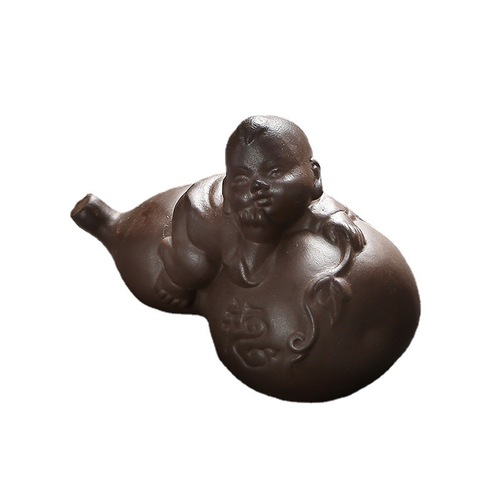 Purple clay tea pet cow turn the world tea play lucky golden toad ornaments fine handmade sculpture tea tray tea props can be raised