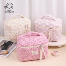 跨境新款绗缝小碎花化妆包大容量高级感收纳包便携手拿包一个起批