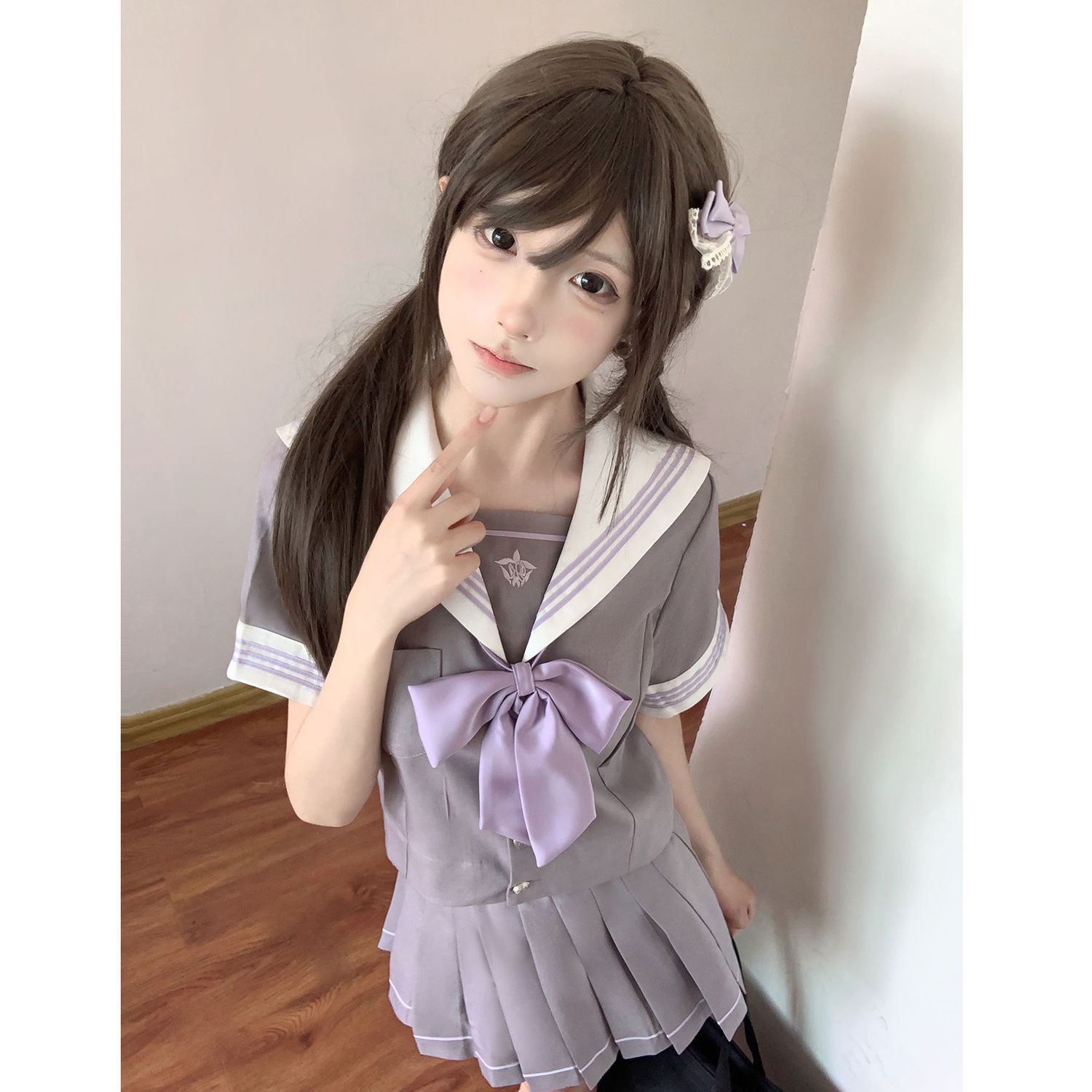 Aoba Jogakuin White Moonlight Jk Original Japanese Style Uniform Sailor Suit Women's School Waist-Cinching Two-Piece Set