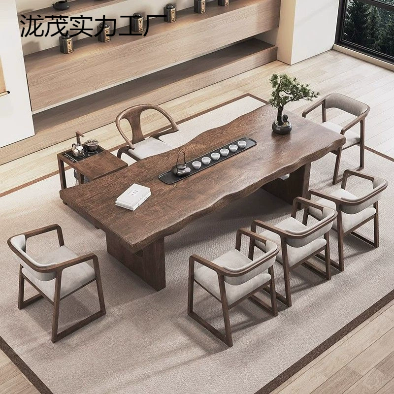 Набор домашнего чайного стола и стула из цельного дерева, чайный столик из цельного дерева, стиль кунг-фу Дзен, новый китайский стол для заваривания чая, простой современный стол для питья чая.