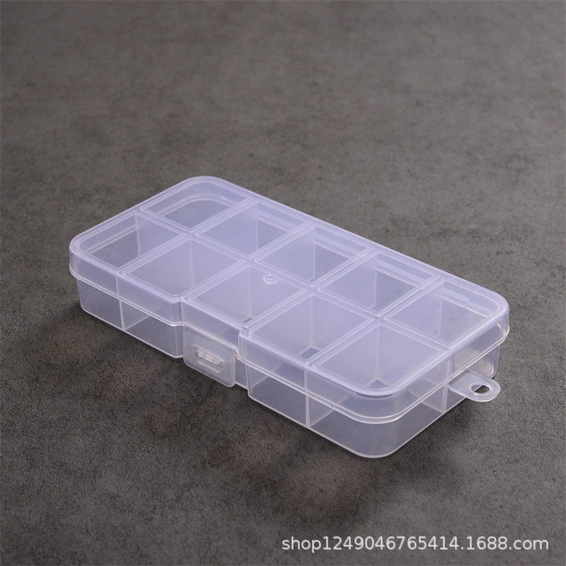 Пластиковый прямоугольный контейнер с 10 отделениями для хранения мелких деталей, электроники, рыболовных снастей, игрушек, украшений, для использования в гардеробе