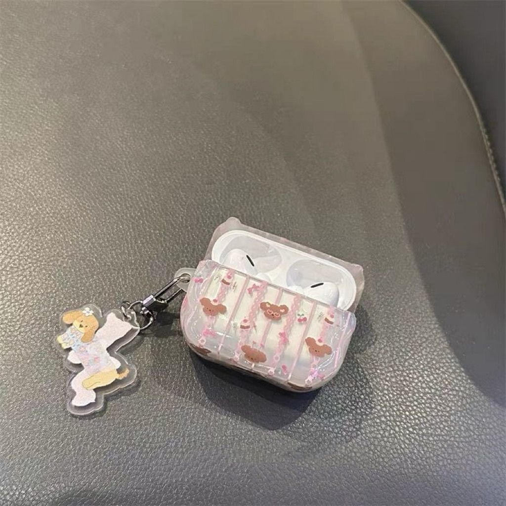 Pink Striped Bear AirPods 1st Generation AirPods Pro3 Apple Headset Cover 3rd Generation 2nd Generation Pro3