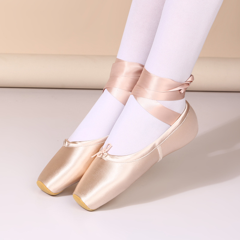 Ballet Shoes for Adults, Women's Pointe Shoes, Practice Shoes, Children's Dance Shoes, Satin Lace-Up Girls' Flat Ballet Shoes