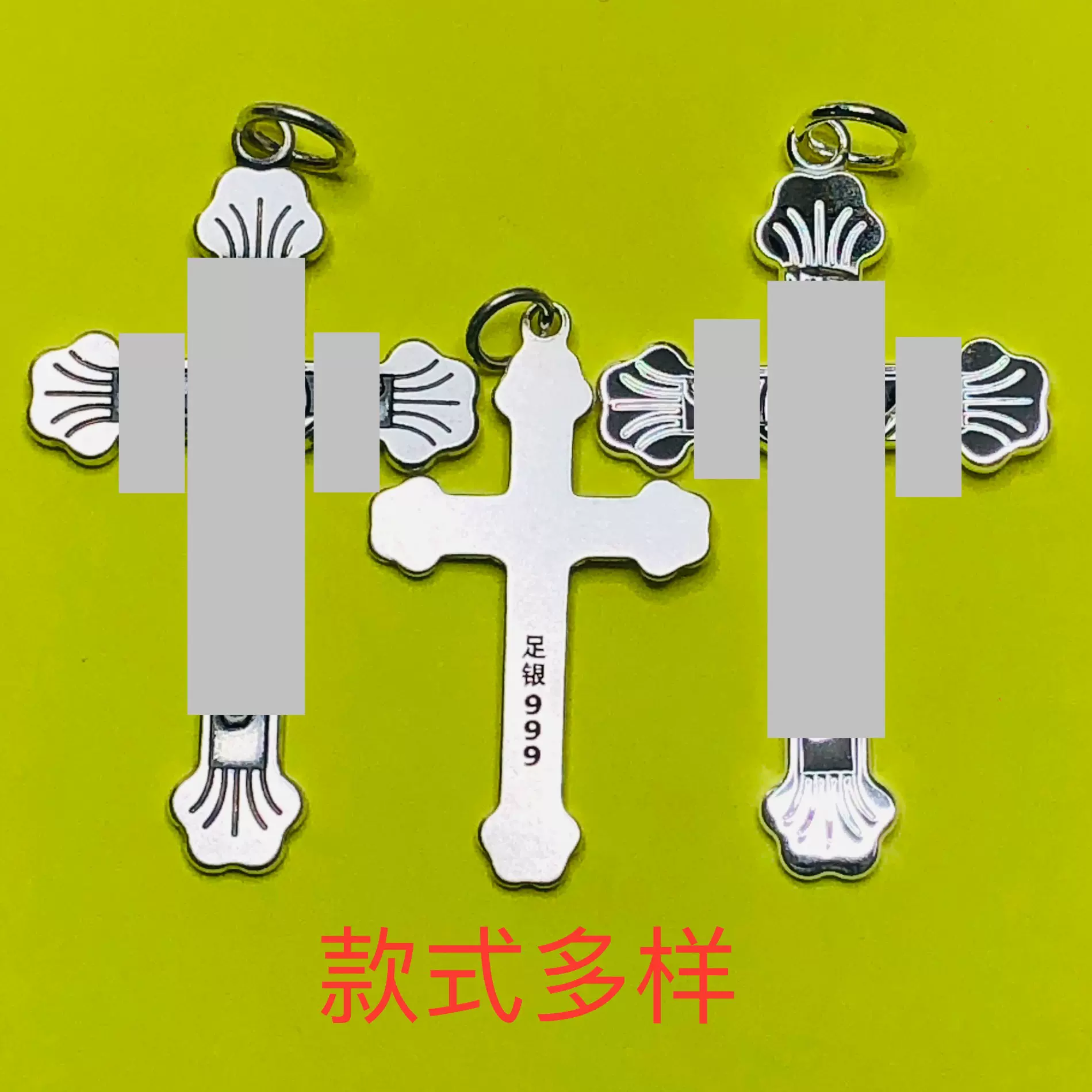 跨境纯银吊坠银链坠银十字坠做旧复古泰银