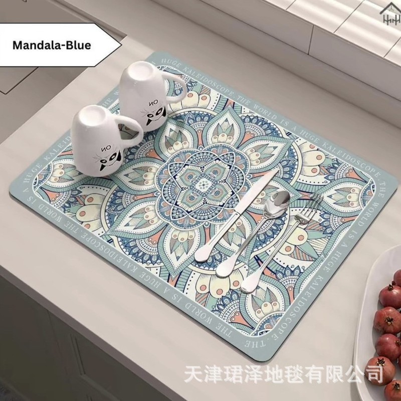 美式复古硅藻泥高级沥水垫厨房台面保护垫吸水餐具垫餐垫咖啡机垫|undefined