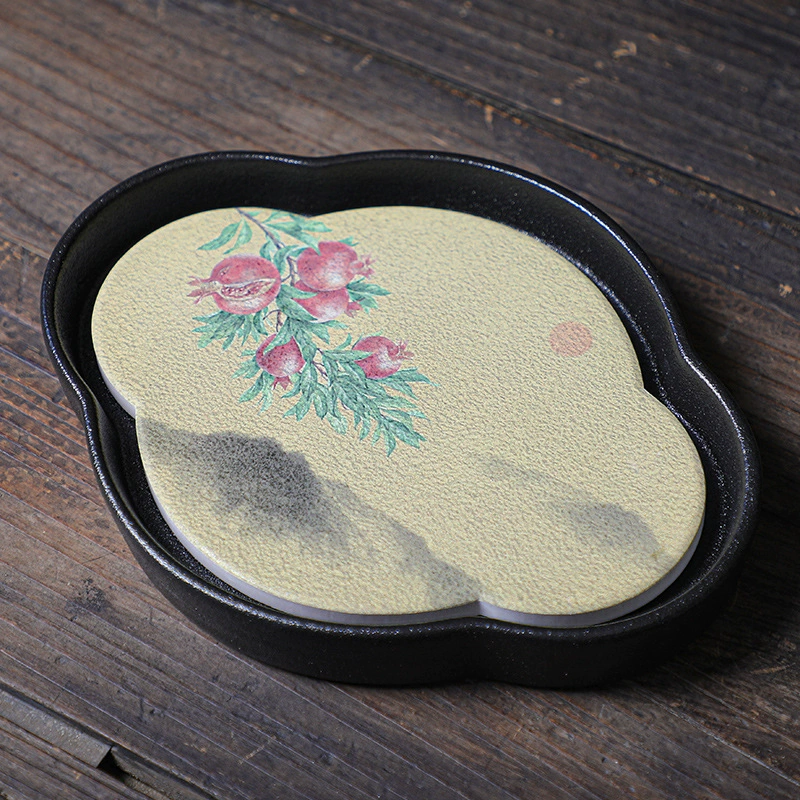 Zhongyi Xin Rough Ceramics Pottery Botato Board, Begonia Round Ceramic Tea Tap Tart Statium Storage Cushion Cushion Cashi Camel Small Dry Bubble Power