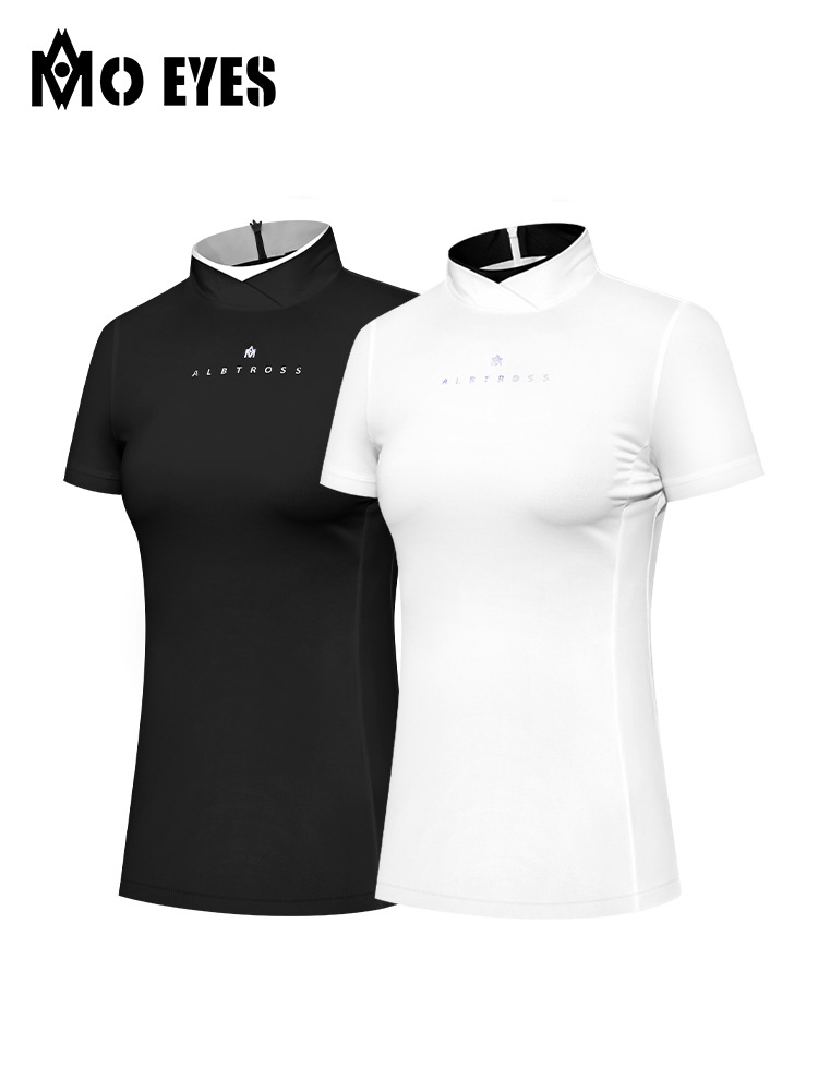 Áo thun nữ tay ngắn co giãn dây kéo sau lưng thể thao golf — M23YF013-Áo màu trắng, M23YF012-Áo màu đen, M23YF012-Áo màu trắng, M23QZ002-Váy ngắn màu trắng