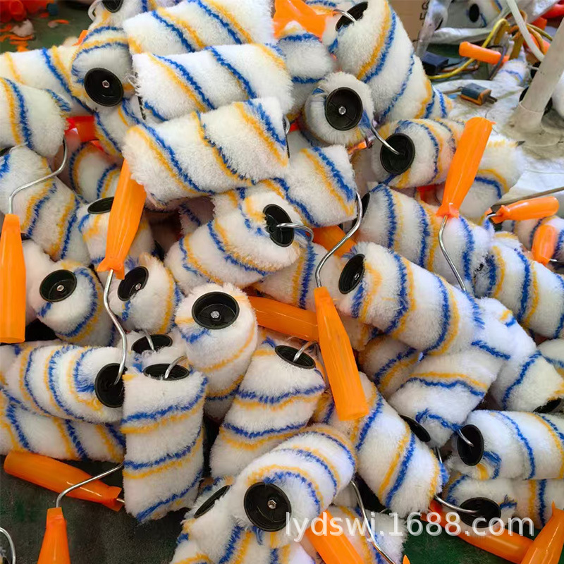 Venta directa de fábrica Herramienta de pintura de 6 pulgadas Rodillo de pintura Cepillo de rodillo de pintura Tornillo Cepillo de rodillo de tira amarilla y azul