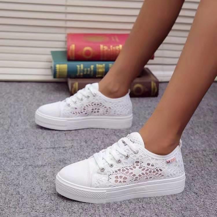 2022 Europe and the United States cross-border 42-43 large size women's shoes New hollow mesh breathable muffin thick-soled casual shoes for women