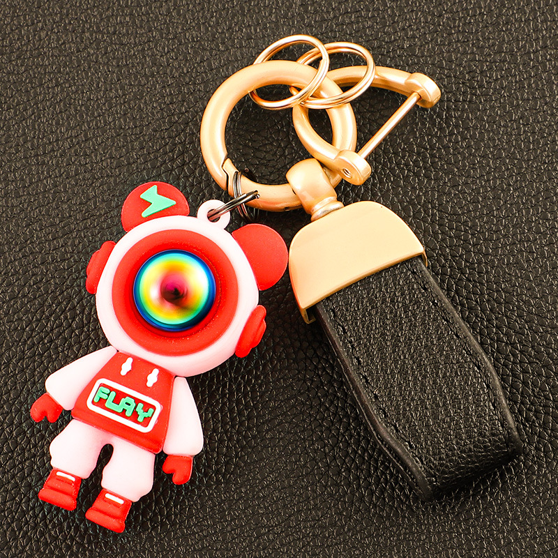 Llavero de oso de alta gama en el extranjero, colgante de llave de pareja, cuerda de mano de cuero, hebilla de metal duradera, hombre de comercio electrónico de Amazon