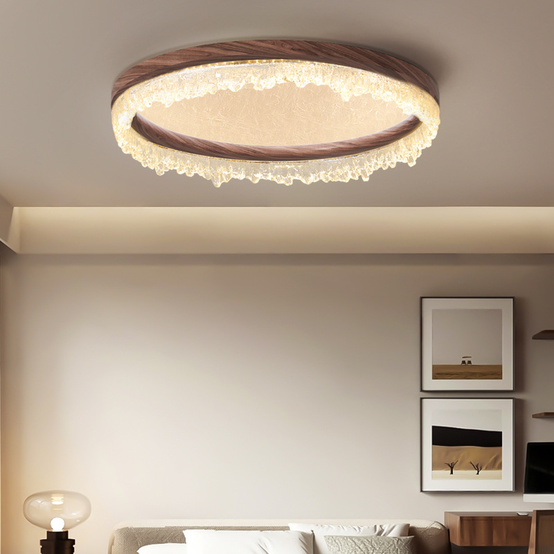 Lámpara de dormitorio de estilo medio, lámpara de techo, protección para los ojos de nube y niebla, estilo japonés, retro, wabi-ji, nogal, grano de madera, restaurante, libro, lámpara de habitación